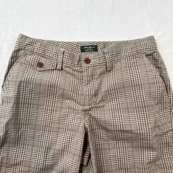 Eddie Bauer Mercer Fit Shorts Women 2 Brown Plaid 100% Cotton Excellent WPL 9647 - Picture 2 of 11
